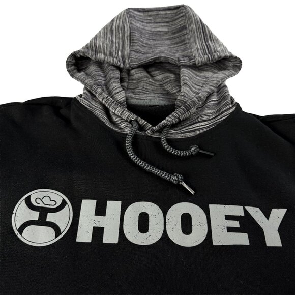 HOOEY Black & Gray Athleisure Streetwear Hooded Sweatshirt – Size L - Picture 3 of 10